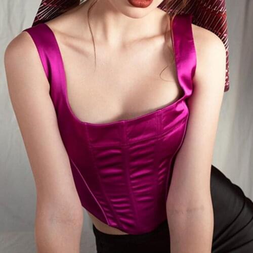 Women Sexy Square Collar Tank Top Ladies Vintage Sleeveless Solid Skinny Low Cut Crop Top Club Fashion Camis Top Casual Bustier