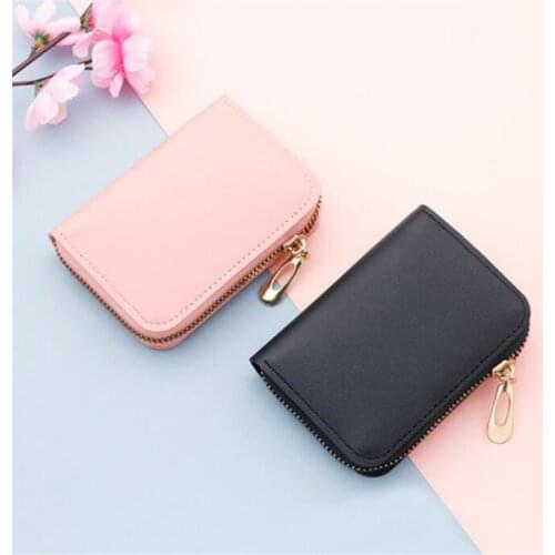 1 pc Men Business Card Holder PU Leather Credit Card Holder Women Zipper Pocket Unisex Card Case Zipper Coin Purse Cover