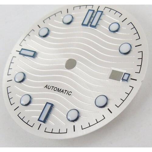 High quality 30.8mm Sterile White Watch Dials Luminous Date fit NH35 NH36 movement