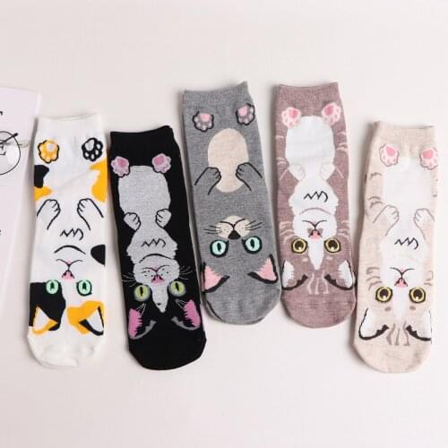 ZF2016 1pair New Cartoon Animal Cute Cat Straight Socks Female Fashion Socks Cat Comfortable Breathable Socks