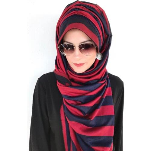 Womens Striped Burgundy Navy Blue Fitted hat Shawl