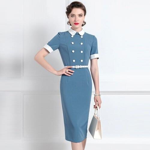 High End Socialite Temperament Dress Womens 2021 Summer New Professional Slim Color Matching Short Sleeve Skirt