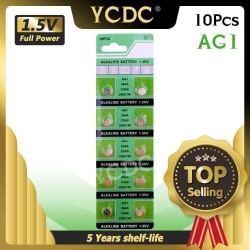10pcs/pack AG1 LR621 SR621 164 Button Batteries LR621W CX60 364A Cell Coin Alkaline Battery 1.55V TR621SW For Watch Toys Remote