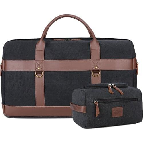 Dropshipping 2pcs/set Luggage Bags Men Large Capacity Travel Duffle Bags Canvas Travel Tote Bag + Toiletry Storage Bag