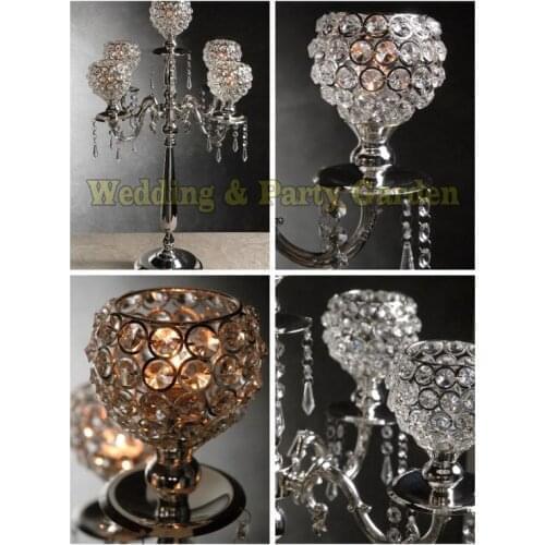 75cm Tall Siver Wedding candelabra crystal table centerpiece 10 pcs/lot