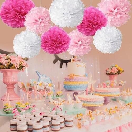 9PCS 20cm/25cm/30cm Paper Lanterns Wedding Decor DIY Paper Pom Poms Home Decorative Tissue Birthday Decoration Party Supplies