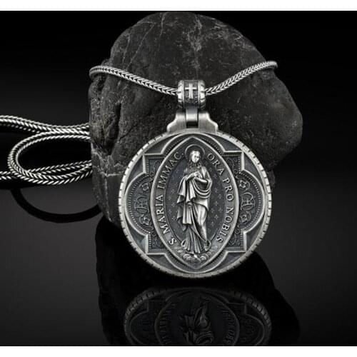Christian Virgin Mary pendant necklaces for women religious Jewelry on the neck Catholic vintage badge tag man chain necklace