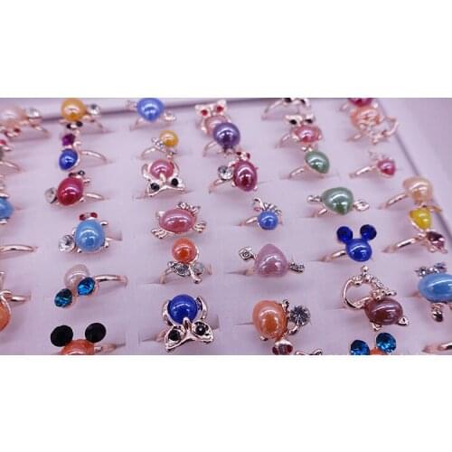 Students childrens jewelry animals open mouth Cartoon ceramic ring