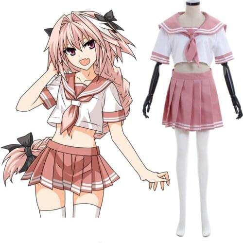 Fate Apocrypha Rider of Black Astolfo Sailor Suit Cosplay Costume Girls Schools Top Skirt Clothing L321