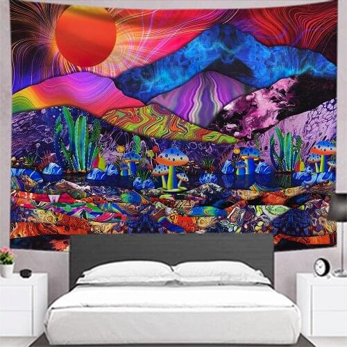 Indian Mandala Tapestry Mushroom Cactus Sunset Moutain Decoration Wall Haning Carpet Rugs for Home Living Bedroom