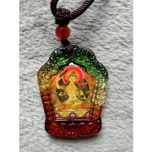 GOOD Buddhist Amulet Greco-Buddhist pocket travel efficacious Mascot Auspicious the Bodhisattva Manjusri Buddha Crystal Pendant