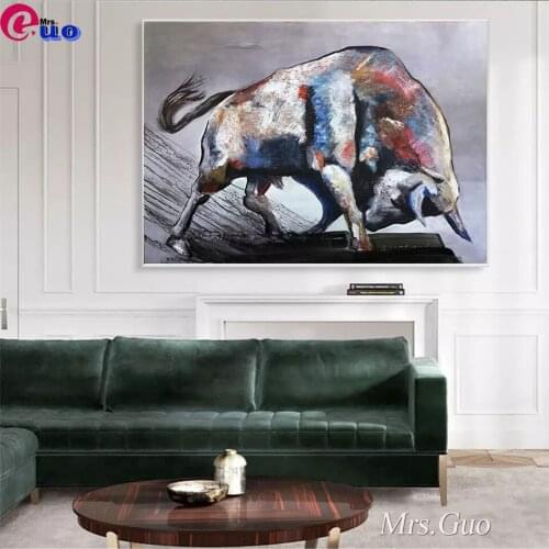 5D Diy Full Square Round diamond painting Bull Diamond Embroidered Modern Abstract Cow Diamond Mosaic Cross Stitch Sticker