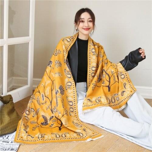 Cashmere Scarf Women Winter Wraps Retro Paisley Printed Pashmina Shawl Female Hijab Thick Warm Blanket for Ladies Bufanda Stoles