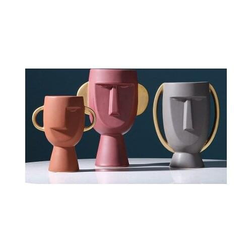 Nordic style avatar face ceramic vase creative simple modern home crafts soft decoration ornaments