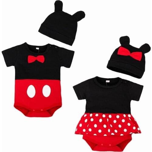 Unisex Cartoon Infant Cotton Clothing Summer Short Sleeve Jumpsuit Muslin Baby Girls Rompers+Hat Suit Set Kids Climbing Suits