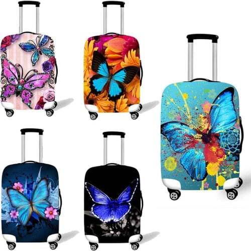 Colourful Butterfly Clue Suitcase Protective Covers for Girls 18-32 Inch Ladies Elastic Trip Case Cover Travel Accessories