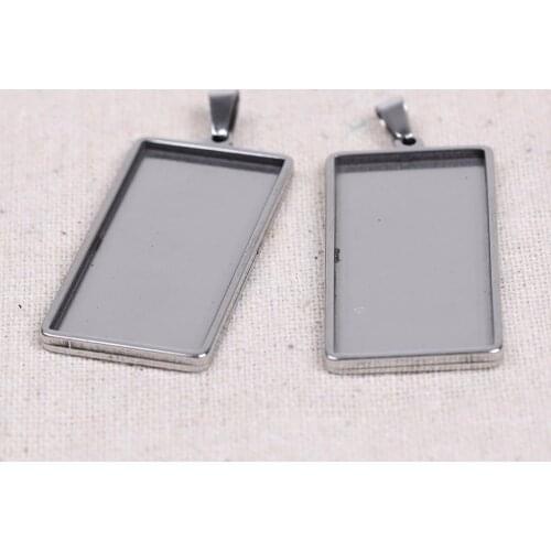 Onwear 5pcs/lot 19x38mm dia rectangle cabochon base blank cameo settings diy metal pendant tray for jewelry making