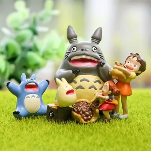 Hot Anime Figurines Totoros Little Girl Cartoon Mini Figures Dolls Figurines Landscap Decoration Models for Kids Christmas Toys