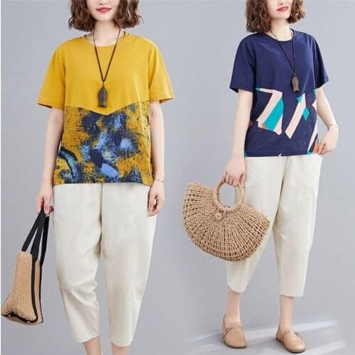 Fashion Printed 2 Pcs Set 2021 Summer Short Sleeve Casual Woman Sets Clothes Plus Size Female 2 Piece Tracksuit SportSuit Women