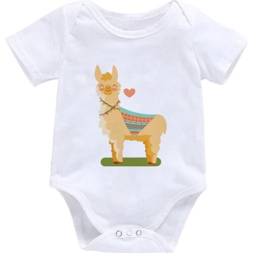 Cartoon Cute Alpaca Printed Love You Baby Clothes Summer High Quality Casual Girl Baby Bodysuit Pretty One-Pieces Newborn Onesie