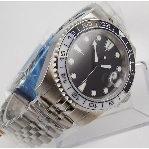 40mm Sapphire Glass MIYOTA 8215 Automatic Mens Watch black Dial oyster Strap Date Indicator Watch Case Wristwatch