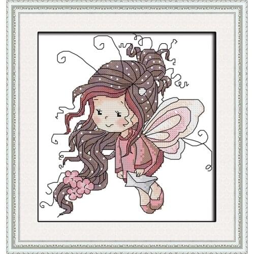 The Butterfly fairy Printed Canvas DMC Counted DIY Chinese Cross Stitch Kits printed Cross-stitch set Embroidery Needlework