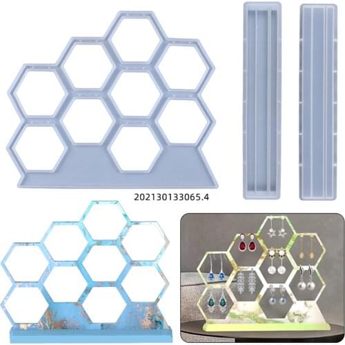 2021 New Transparent Silicone Mould Resin Decorative Craft Diy Hollow Hexagon Earring Hanger Mold Epoxy Resin Molds For Jewelry