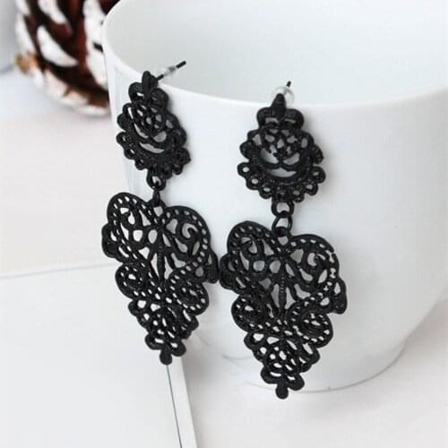 New Fashion Bohemian Vintage Earrings Hollow Out Flower Drop Big Earrings Jewelry For Women Factory Wholesale