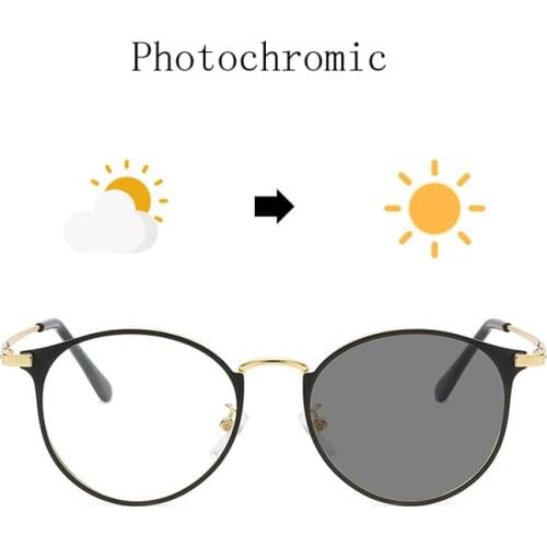 JASPEER Retro Round Blue Light Blocking Eyeglasses Women Photochromic Computer Glasses Color Changing Men UV400 Goggles