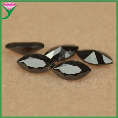 Wholesale Price 1.5x3~8x16mm 5A Black Color Marquise Shape Glass Gems Stone Loose Synthetic Glass Beads For Jewelry Accessory