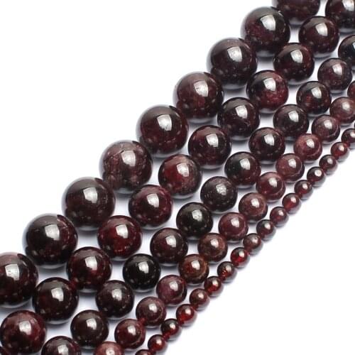 Wholesale Natural Stone Beads Dark Red Garnet Round Loose Beads For Jewelry Making DIY Bracelet 15" Pick Size 4.6.8.10.12mm