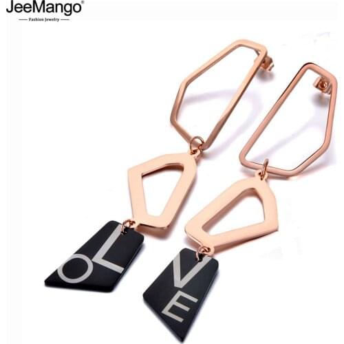 JeeMango Original Design Titanium Stainless Steel Irregular Geometric Dangle Earrings Bohemia Creative Jewelry For Women JE19288