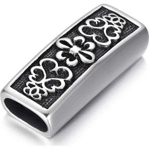 Stainless Steel Slider Beads Polished Rectangular 12x6mm Hole Bead Slide Charms Accessories for DIY Bracelet Jewelry Making