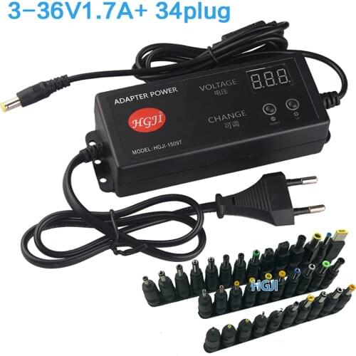 Adjustable Adapter 3-24V2.5A 3-36v60w Adjust voltage 16v20V28V30V32V Display Screen adapter with Multifunctional dc plug