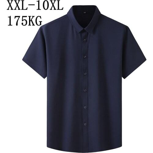 10XL 8XL 7XL New Summer Business Formal Shirts For Men Short Sleeve Loose Dress Shirt Man chemise homme Casual Brand Clothes