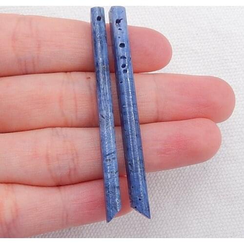 Natural blue coral Earrings bead, Charms Women Jewelry Gift Gem Customized,56x4x4mm,3.7g