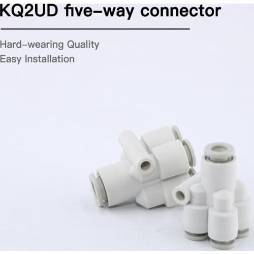 SMC type white KQ2UD06-08 / 04-00 reducing diameter equal diameter five-way pneumatic air pipe joint KQ2UD04-06