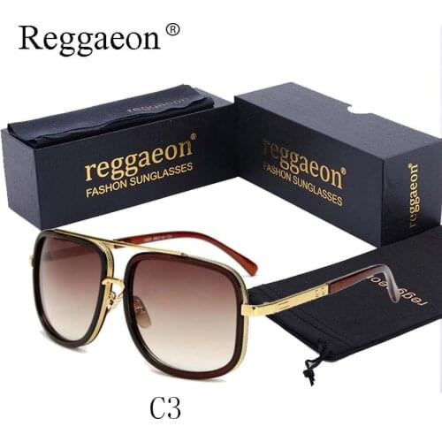 Reggaeon 2018 Classic Men Square Sunglasses Grandmaster Cool Vintage Metal Frame Hot Flat Top Sun Glasses Shades OM uv400