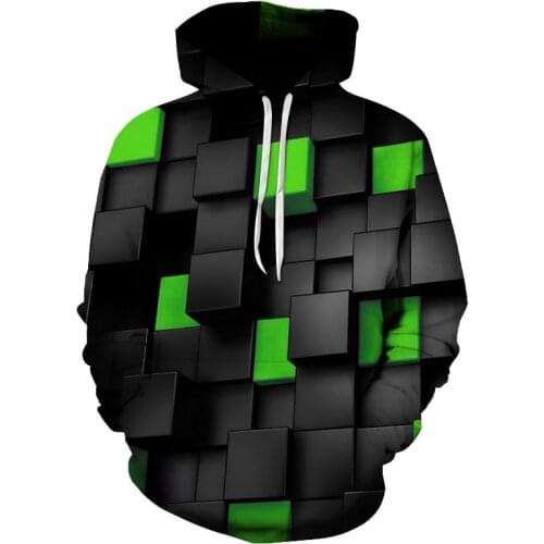 2020 Cool Black Green Check Men/Women 3D Sweatshirts Print Milk Space Galaxy Hooded Hoodies Unisex Tops Harajuku Pullover Pocket