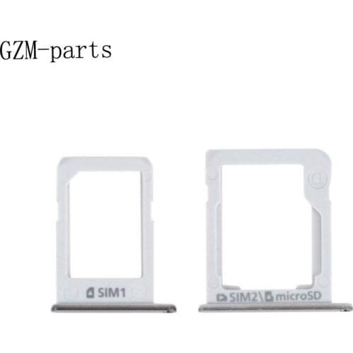 GZM-parts Silver Color SIM Card Tray Holder + Micro SD Tray Slot Adapters For Samsung Galaxy E5 E500 E7 E700 Repair Parts