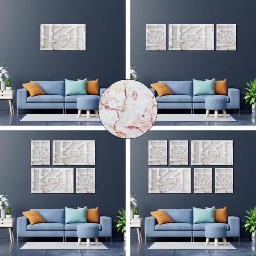 Mirrored Decorative Wall Decor Painting Marble Pattern White Red Gold Silver Office Living Room Restaurant Lobby Hotel Christmas