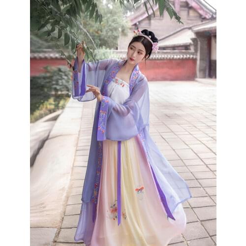 XinHuaEase Womens Chinese Style Outfit Traditional Dresses of Hanfu Song Dynasty Cosplay Dance Costumes Fairy Antiquity Shoot