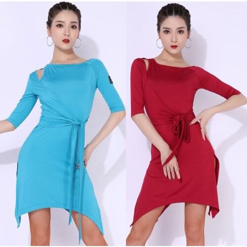 Women Summer Latin Dance Practice Wear Bandage Dancewear Rumba Samba Performance Costume Salsa Tango Training Dress VDB3934