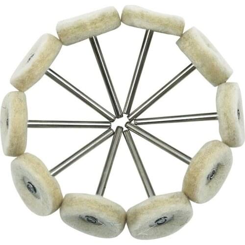 10PCS 3MM Shank Jewelry Wool Felt Polishing Round Wheels Head Buffing Grinding Tool Fits Dremel Rotary Accessories