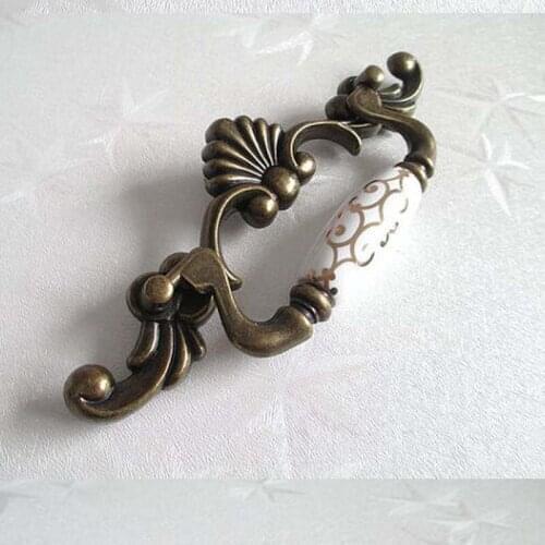 100mm Drawer Pull Handles Dresser Knob Pulls Handles Antique Bronze Furniture Hardware ceramic Kitchen Cabinet Door Handle Pull