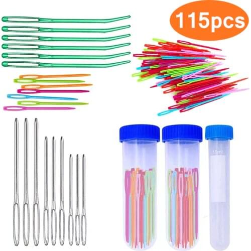 KAOBUY 115PCS Yarn Needle Large-Eye Blunt Needles And Bent Tapestry Needle, Plastic Sewing Needles, Crafting Knitting Stringing