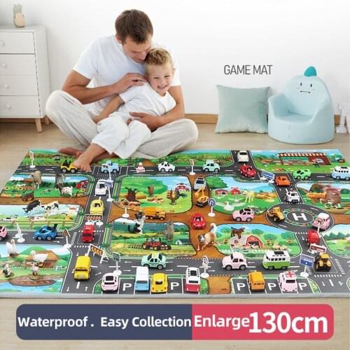 130*100C Happy Farm Childrens Farm Play Mat Lot Route Map Boy Girl DIY Road Sign Traffic Car Animal Toys Children Play Toys
