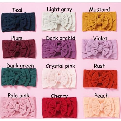 27 pcs/lot, Double Knotted Bow Nylon headbands, Infant baby girls hair accessories Nylon turban headwrap