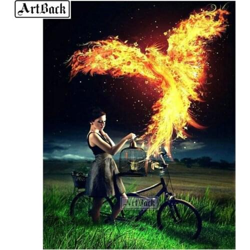 5d diamond painting woman fire phoenix landscape full square & round diamond mosaic canvas embroidery crafts