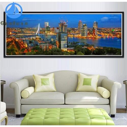 5d diy Rotterdam night city landscape Diamond painting full Diamond embroidery Cross stitch resin drill Euromast large decor art